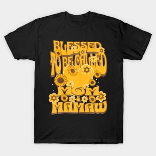 Womens Blessed To Be Called Mom And Mamaw Sunflower Mothers Day T-Shirt